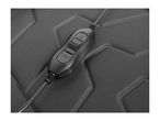 Close-up of a black heated seat cushion with an in-line remote control