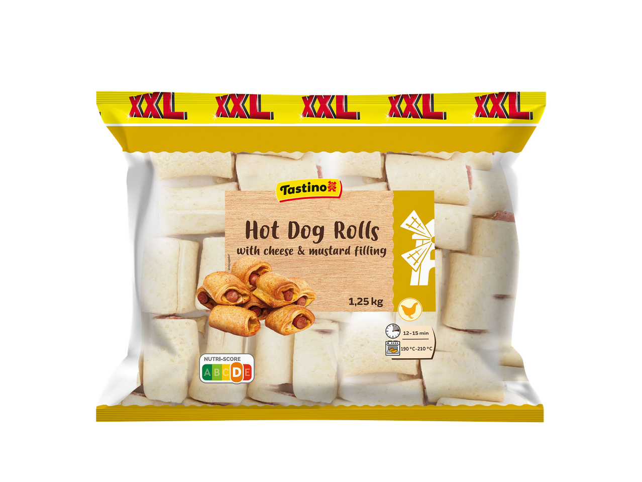 Tastino XXL Hot Dog rolnice sa sirom i senfom, 1,25 kg