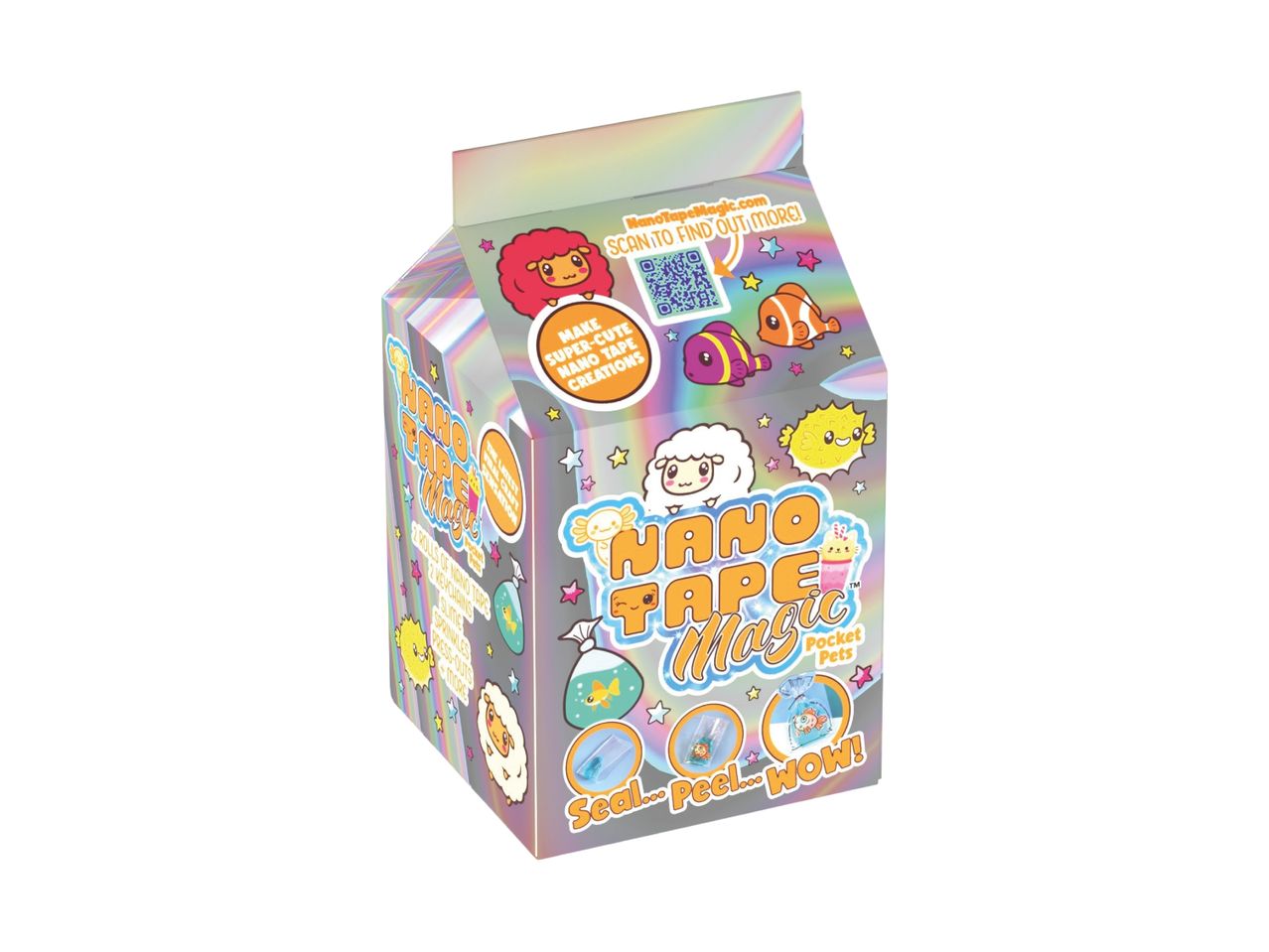 A Nano Tape Magic kit box featuring cute animal characters and instructions for making creations.