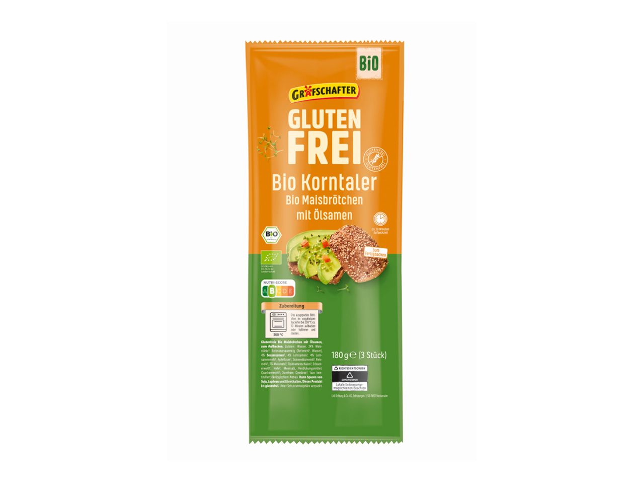 Grafschafter Bio Korntaler: glutenfreie Bio Maisbrötchen mit Ölsamen.