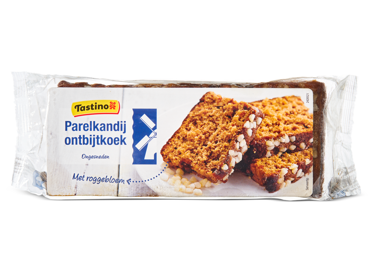 Tastino Parelkanddij ontbijtkoek: een ongebroken cake met roggebloem.