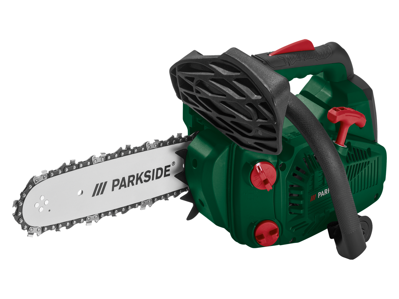 Електрически трион Parkside, зелен и черен.