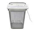 A white Fellowes shredder with a large grey bin.