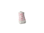 Meia sapatilha para crianças pequenas com padrão de corações cor-de-rosa.
