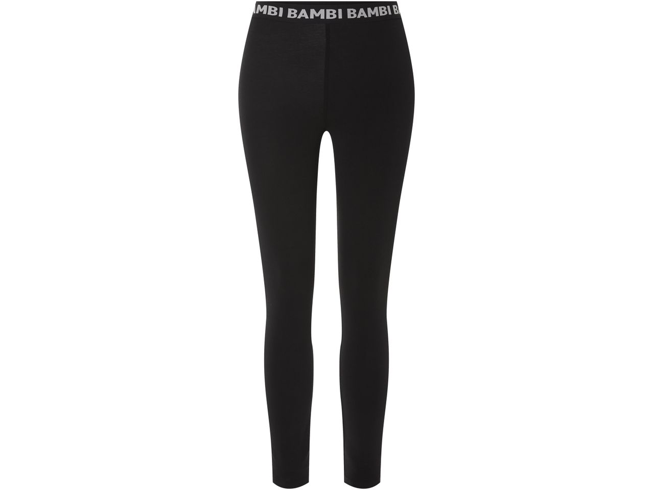 Leggings neri da donna con elastico in vita con scritta 'BAMBI'.