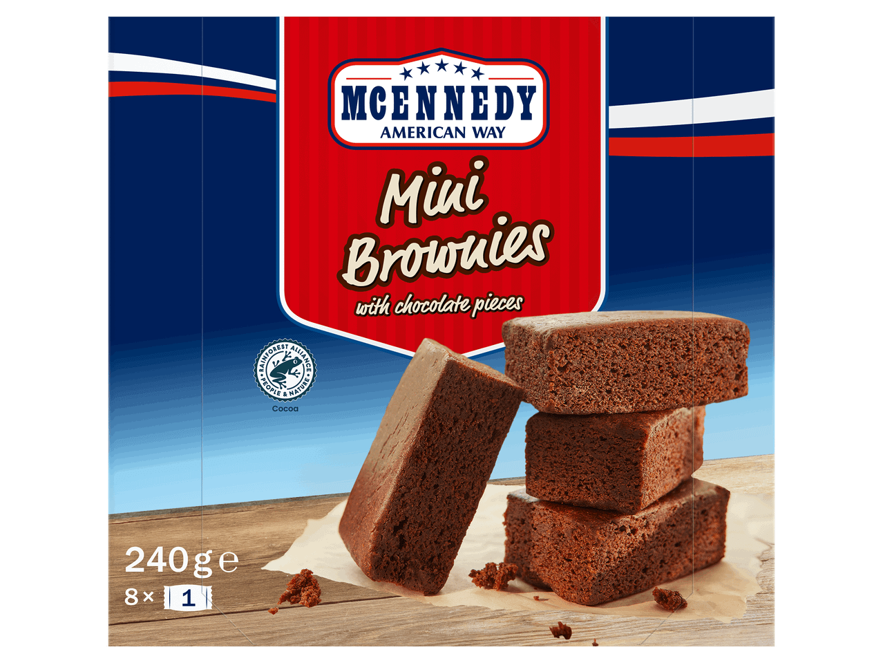 Mini brownie-k csokoládédarabkákkal, 240 g-os kiszerelésben.