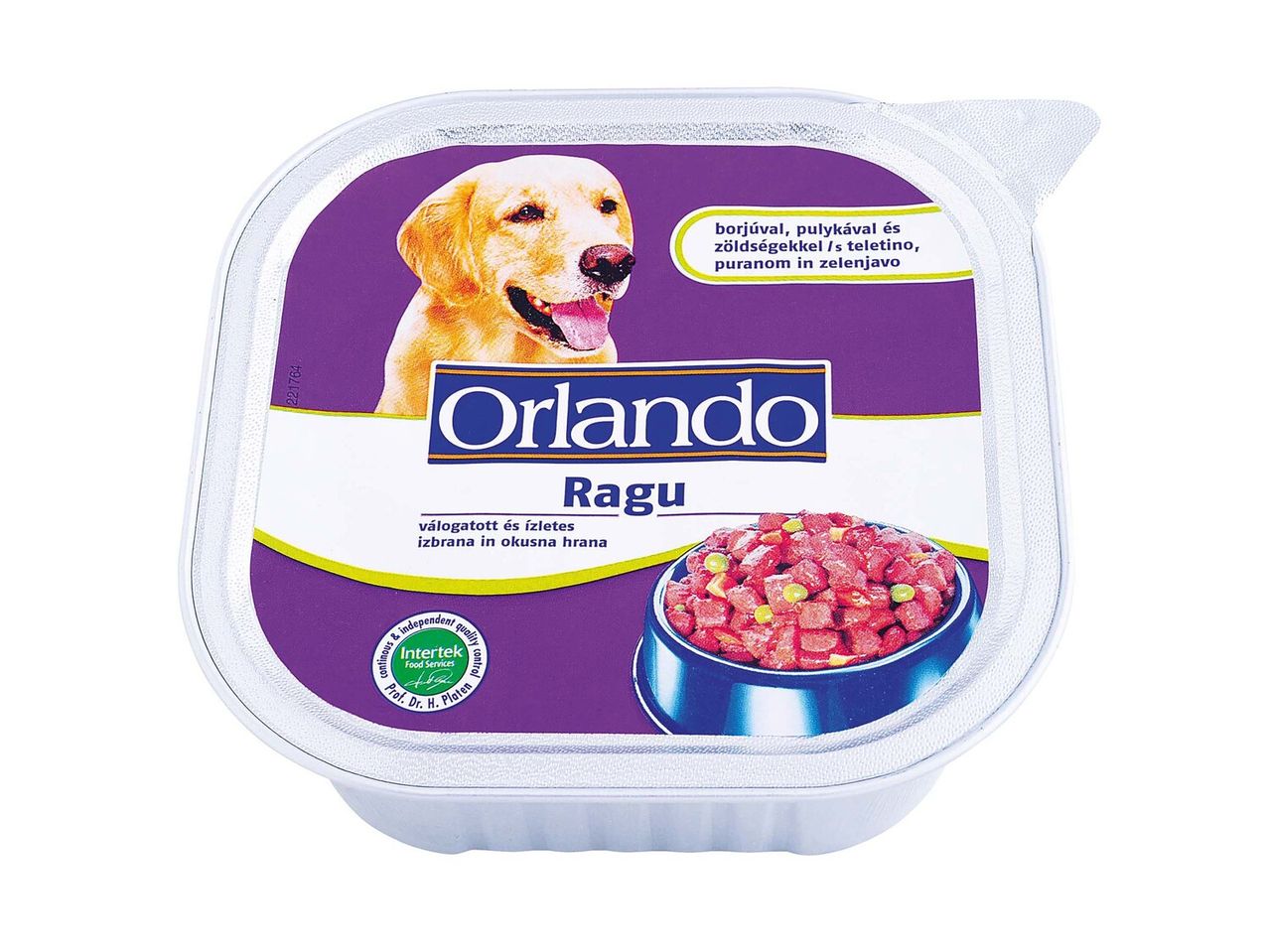 Orlando Ragú: kutyaeledel tálcán, hússal és zöldségekkel.