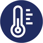 Chilled product icon with a thermometer and temperature lines.