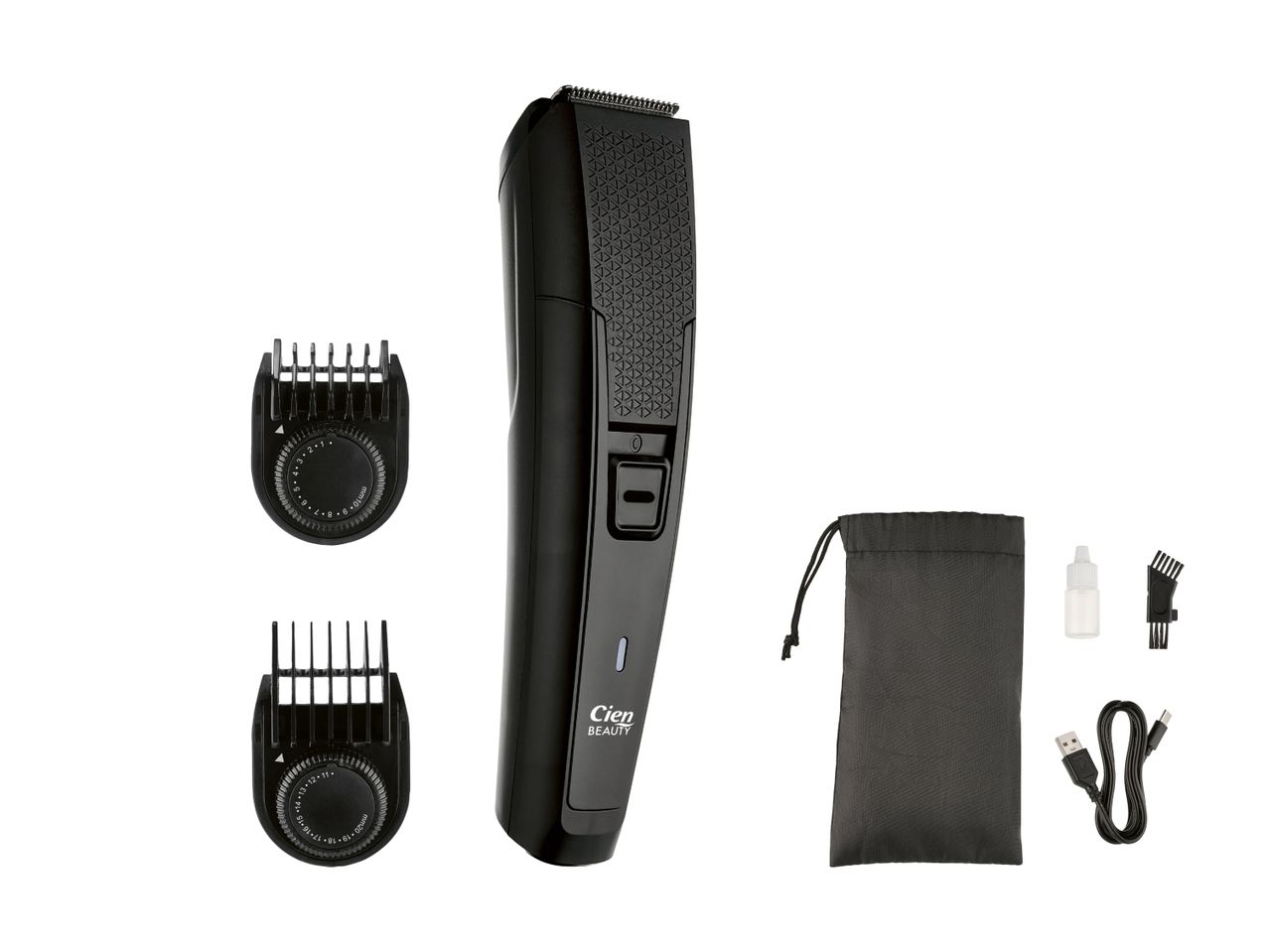 Cien Beauty Haarschneider-Set: Haarschneider, Aufsätze und Etui.