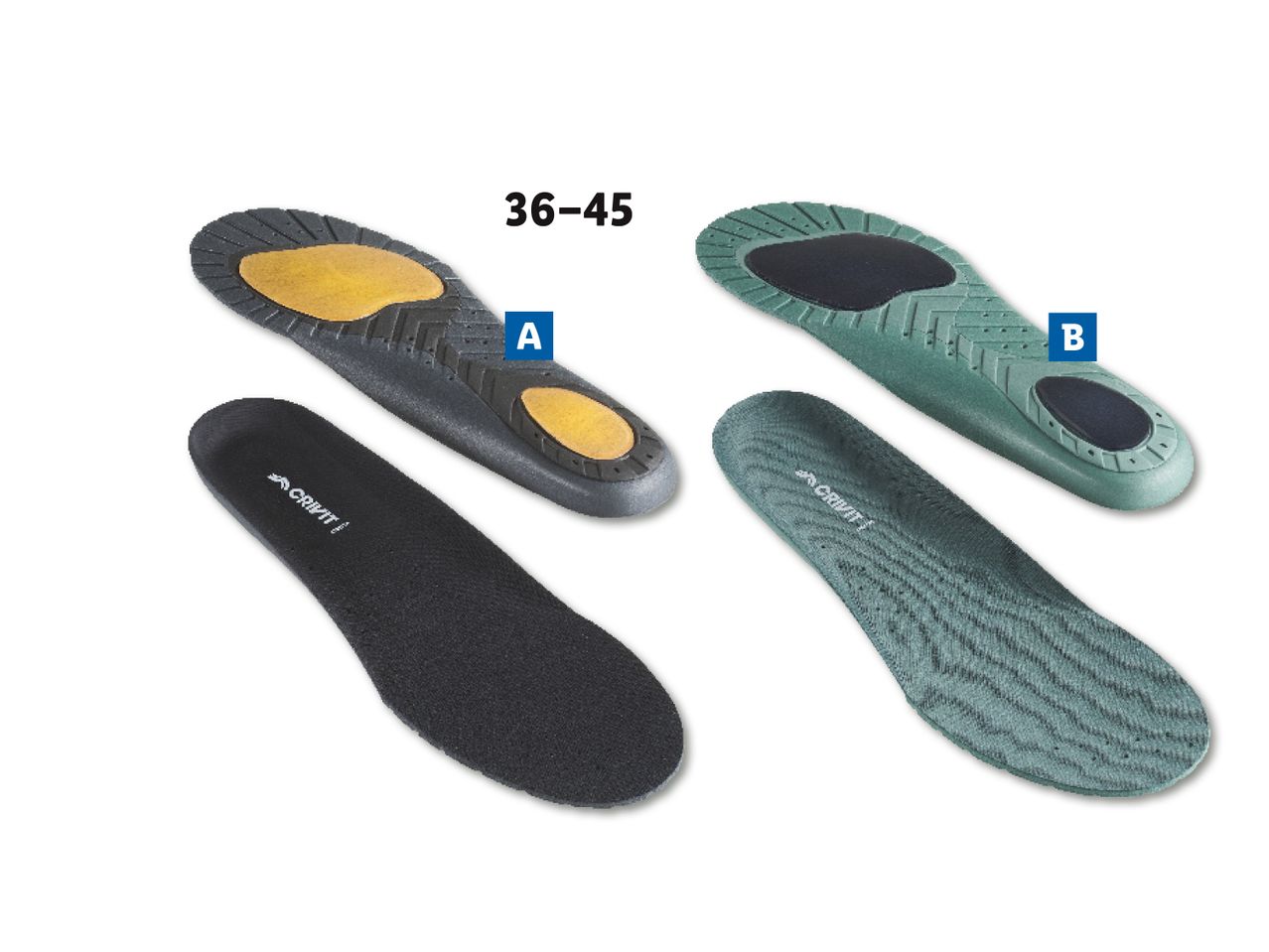 Kaks paari Crivit sisetaldu, suurused 36-45, must ja roheline