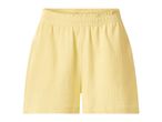 Light yellow crinkled cotton shorts with an elasticated waistband