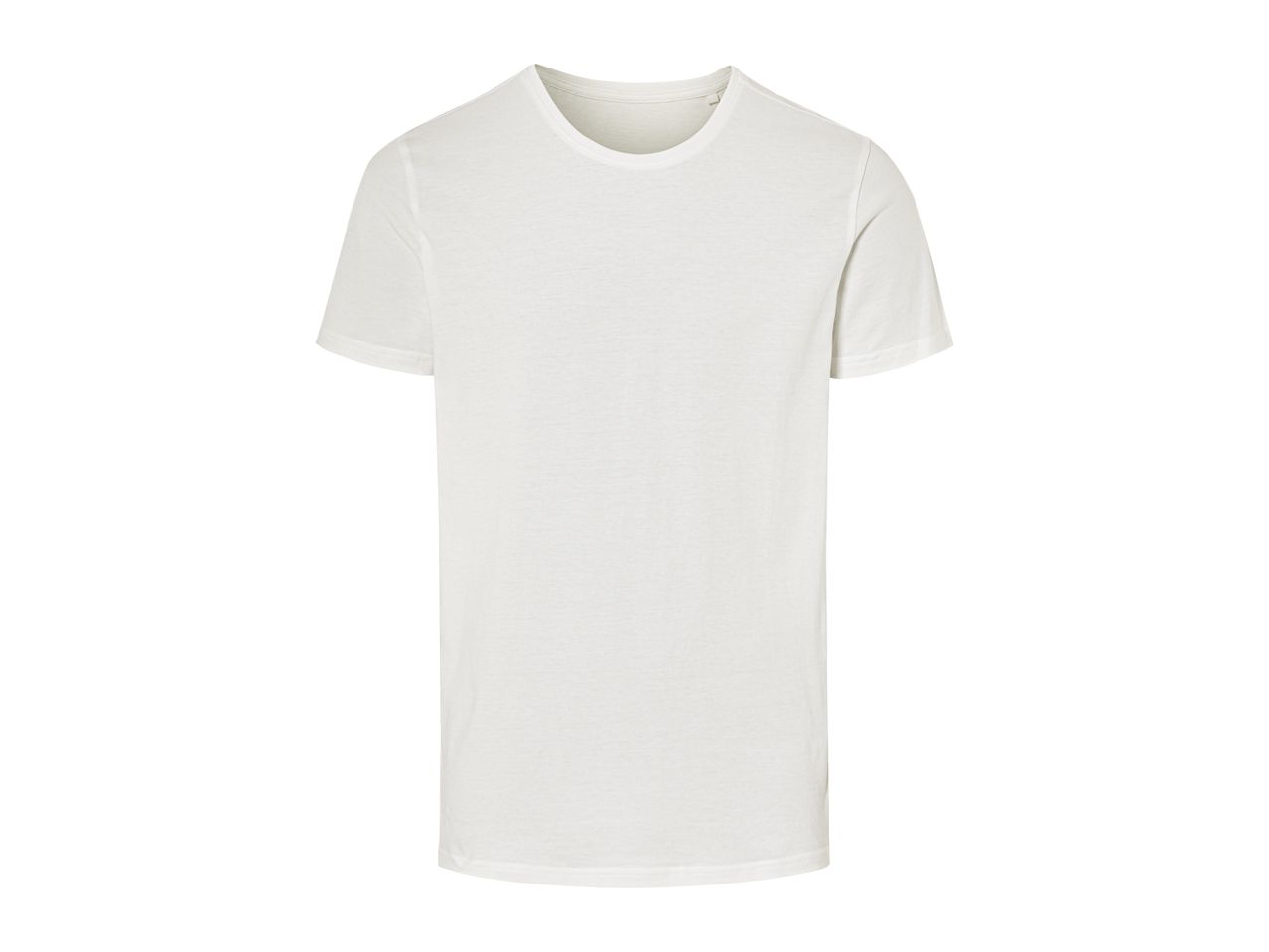 A plain white crew neck t-shirt.