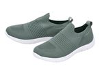 Pair of green knitted slip-on sneakers with white soles