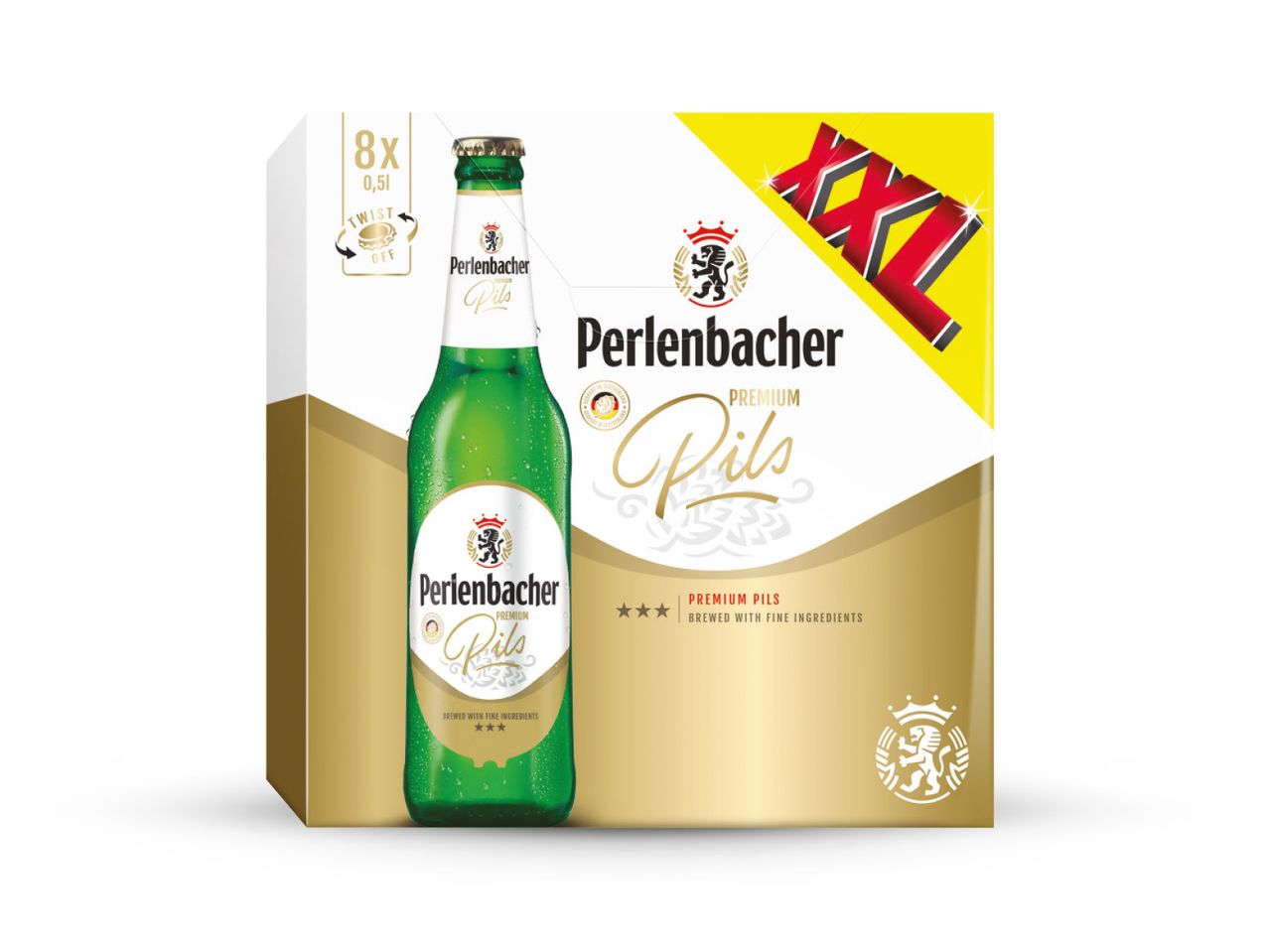 Pakiranje od 8 boca Perlenbacher Premium Pils piva.