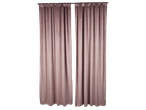 Две дълги, плътни завеси в цвят пепел от рози, висящи на корниз.