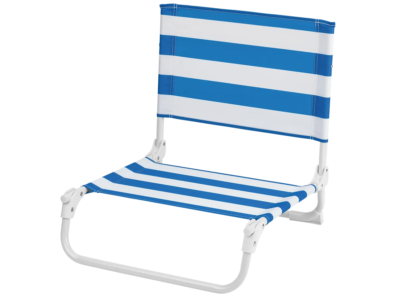 Chaise de plage pliable à rayures bleues et blanches