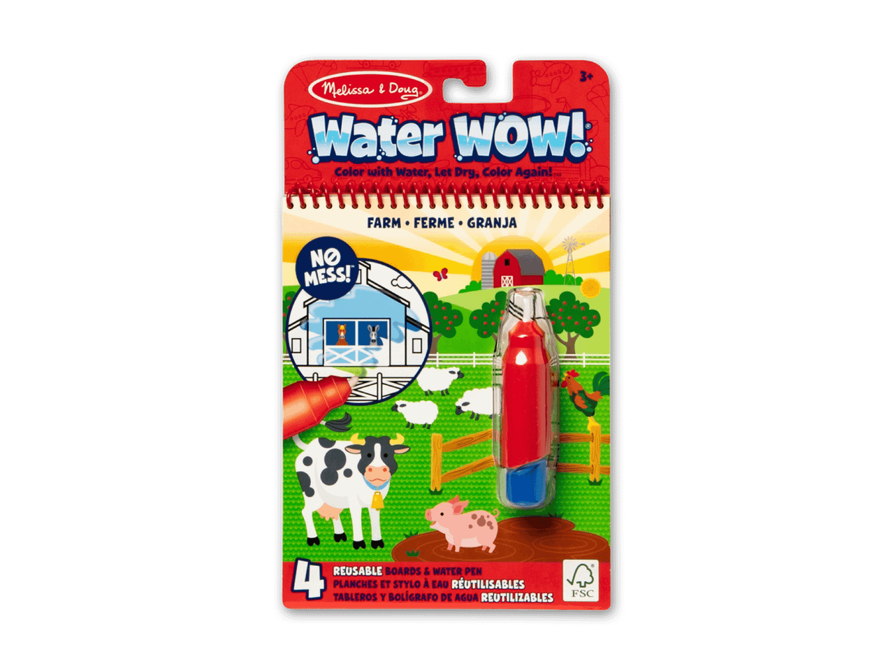 Melissa & Doug Water WOW! Bauernhof-Malbuch mit wiederverwendbaren Tafeln und Wasserstift