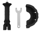 Комплект аксесоари за ъглошлайф, включващ дръжка, ключ и предпазител.