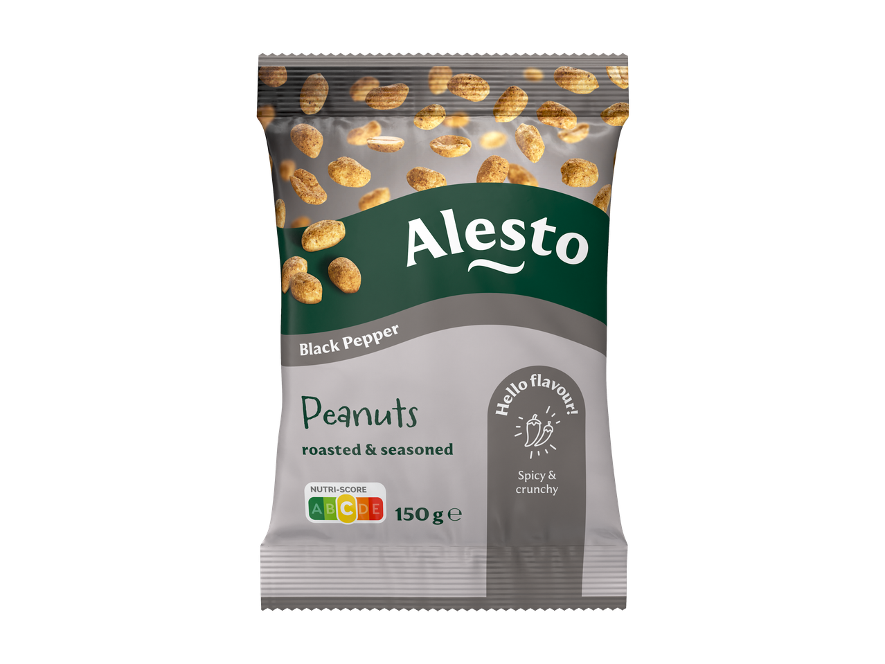 ALESTO фъстъци с черен пипер, печени и овкусени, 150гр, с Nutri-score A.