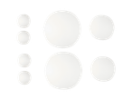 Design minimalista com círculos brancos em fundo preto.