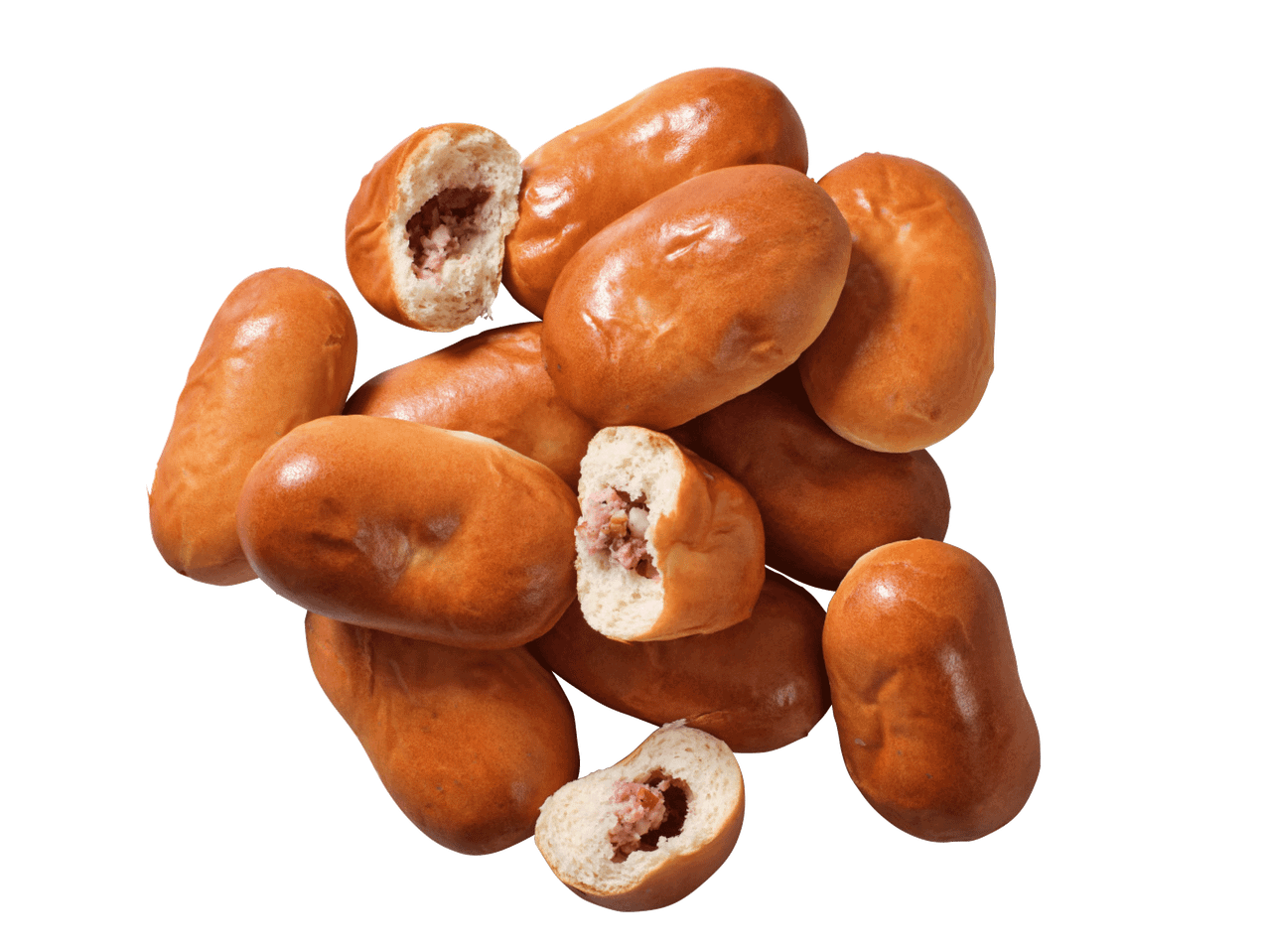 Magusad lihapirukad, mõned neist on pooleks lõigatud.