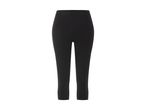 Sorte capri-leggings til kvinder, set forfra på en hvid baggrund.