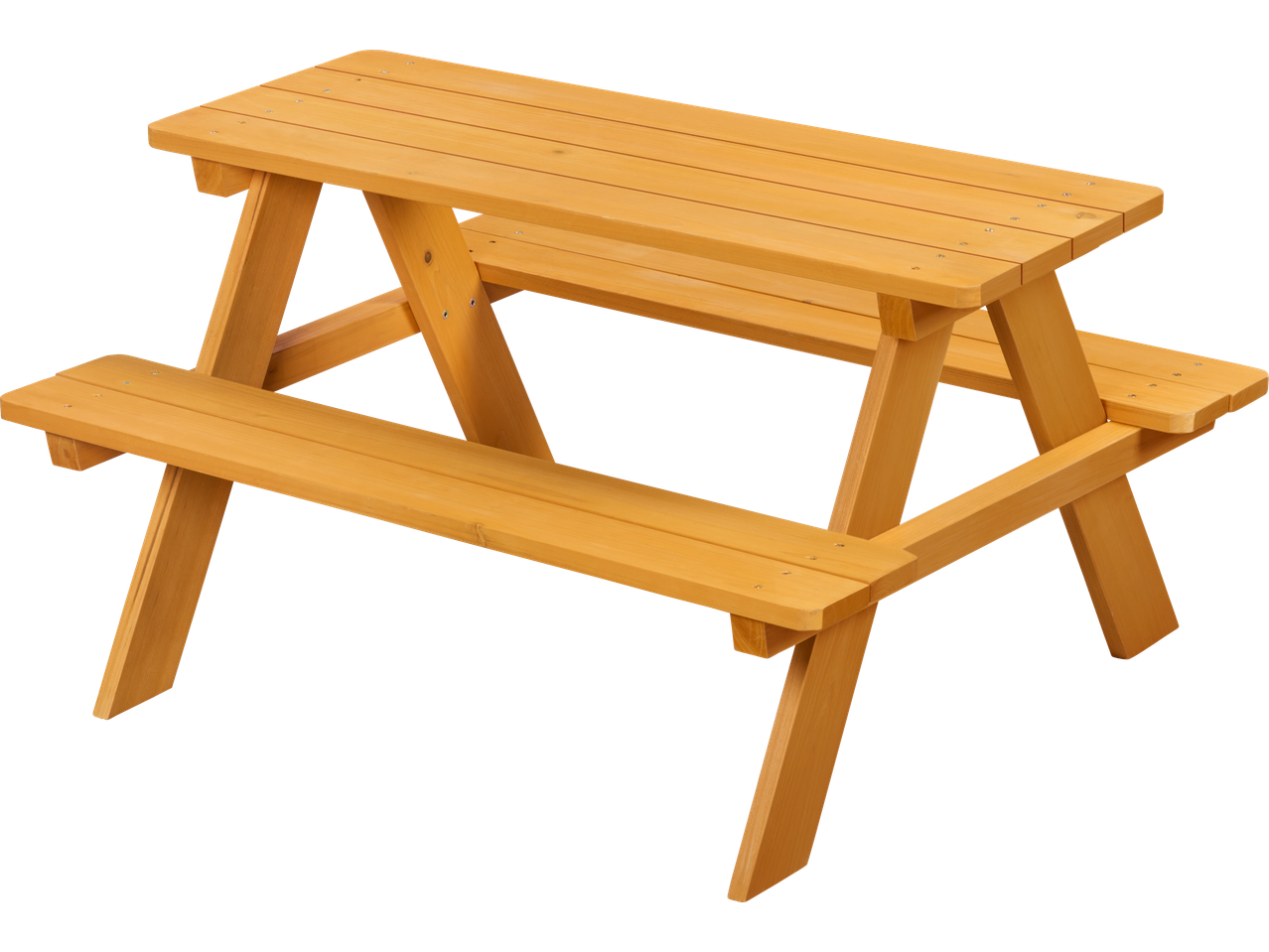 Livarno Kids' Bench, a light wooden picnic table with attached benches on a black background.