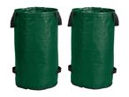 Two green garden waste bags with black handles