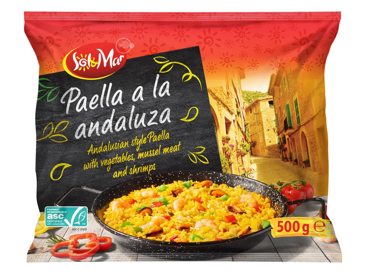 Sol&Mar Andalusische paella: Kant-en-klare maaltijd met zeevruchten en groenten.