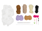 Kit de croché CRELANDO com enchimento, fios de várias cores, agulhas de croché e acessórios.