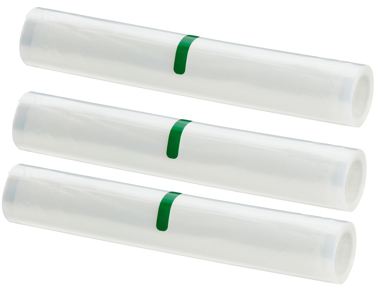 Three rolls of vacuum sealer bags.