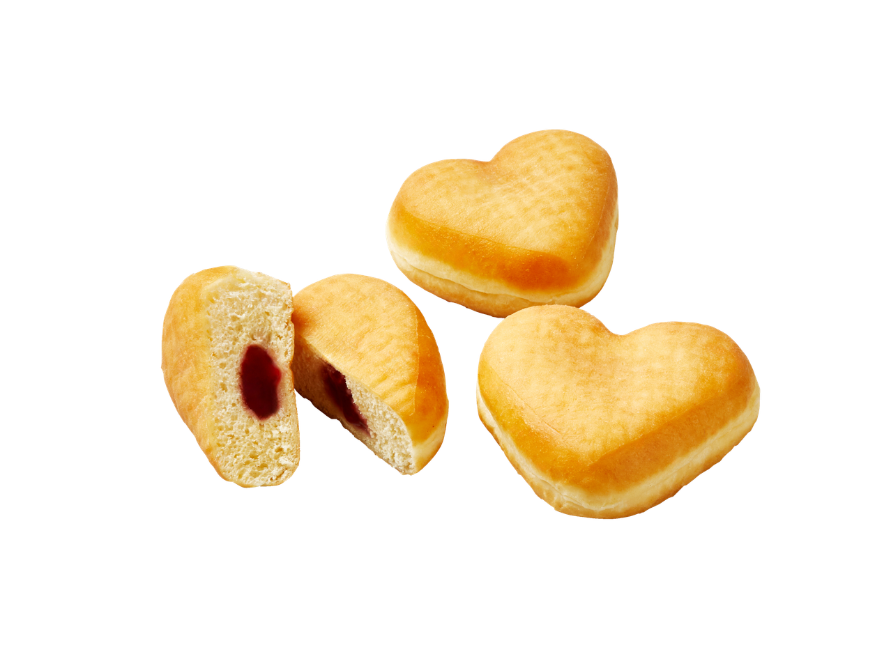 Širdelės formos spurgos su uogiene.