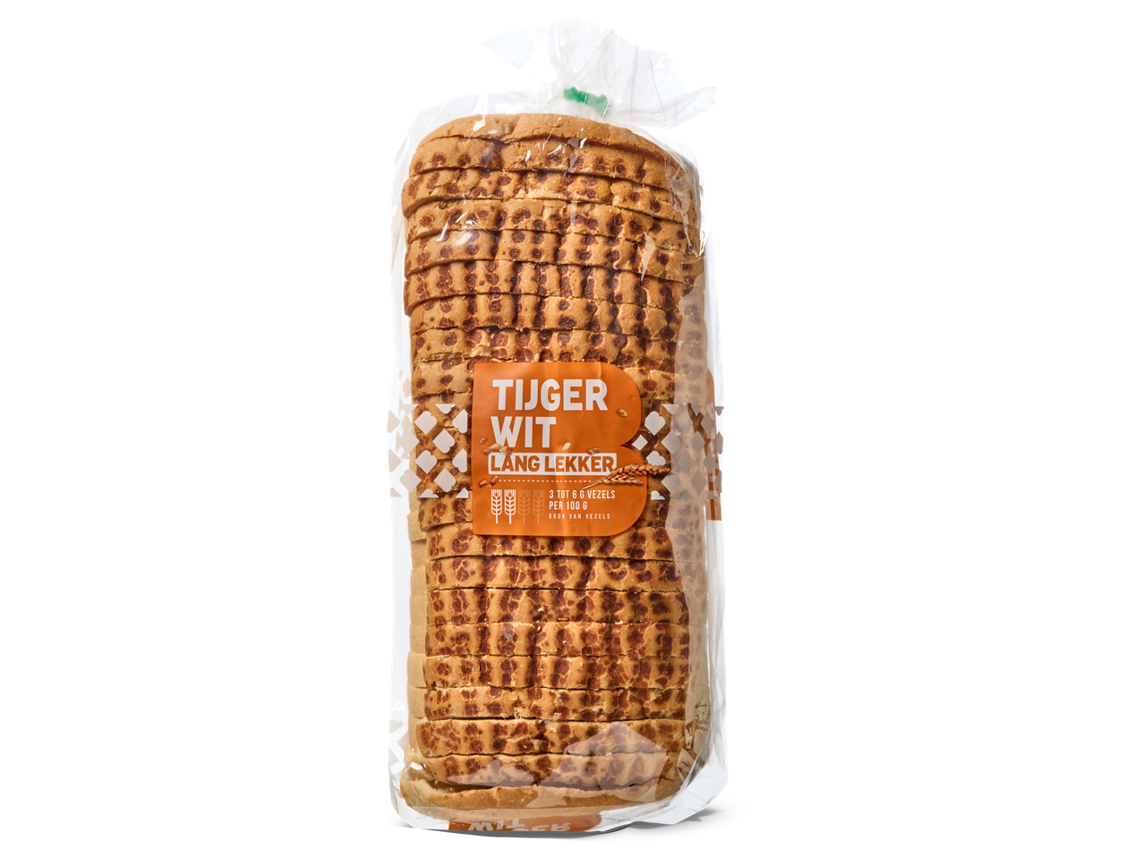 Tiger Wit brood: gesneden brood in verpakking.