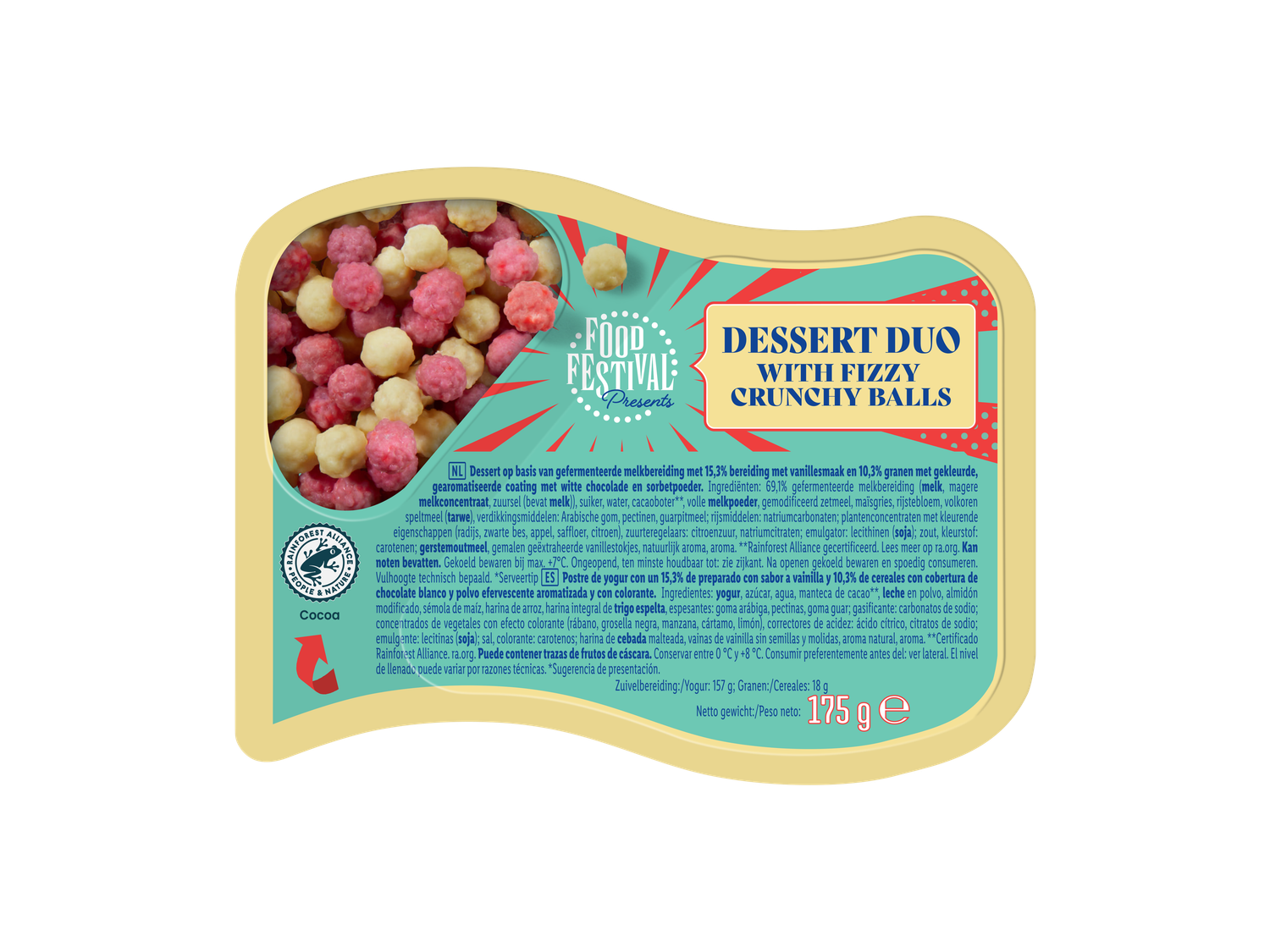 Yoghurt met crispy balletjes