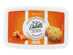 Embalagem de gelado Bon Gelati Salted Caramel Premium com pedaços de caramelo e bolas de gelado.