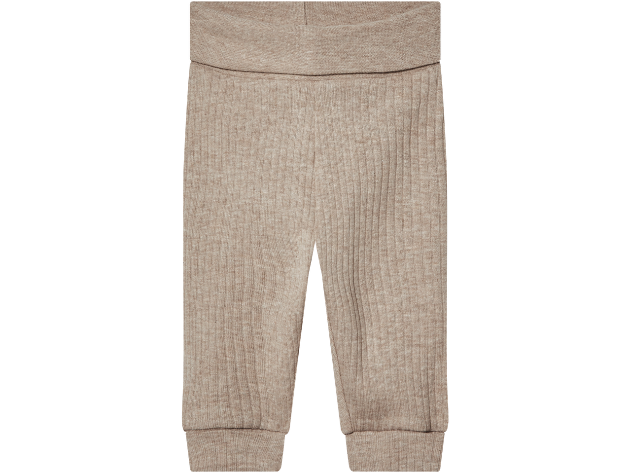 Beige stickade babybyxor.