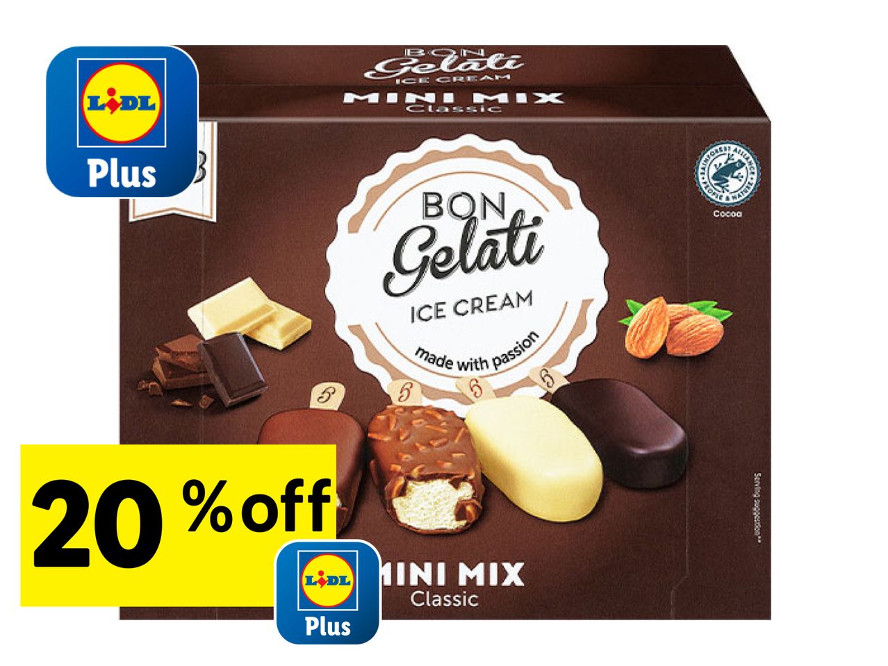 Lidl Plus: 20% off Bon Gelati Mini Mix ice cream bars.