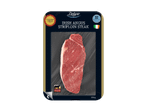 Pakendatud Iiri Anguse veiseliha striploin steik, kaaluga 250 g.