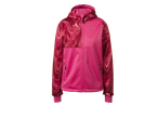 Lupilu® kinder softshell jas in roze met een gemarmerd patroon op de mouwen en capuchon.