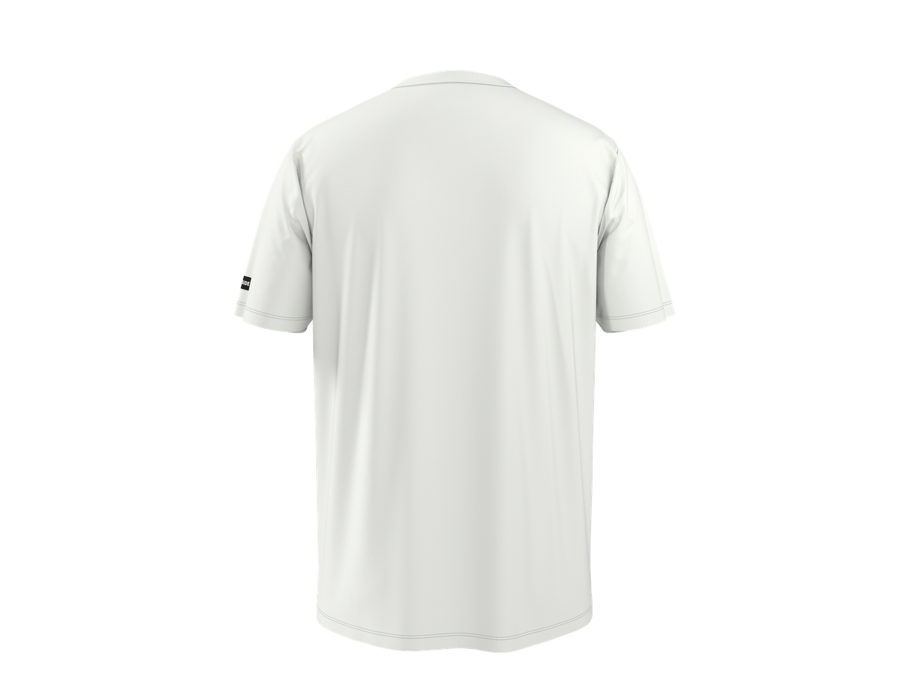 T-shirt branca PARKSIDE, vista traseira, com uma pequena etiqueta preta na manga esquerda.