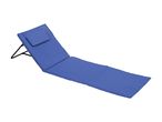 Blue foldable beach mat with adjustable backrest and pillow