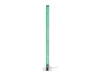 Tall floor lamp with green LED lights and a chrome base