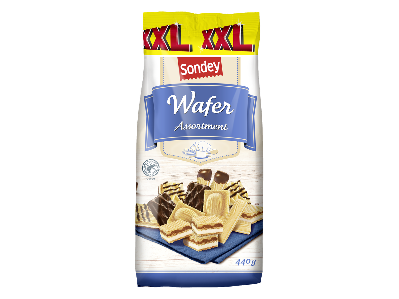 Sondey XXL Sortimento de Waffles: Um pacote grande de waffles variados.