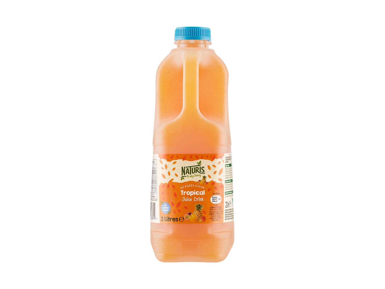 2 litre bottle of Naturi's tropical juice drink with no added sugar.