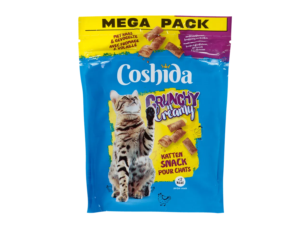 Friandises pour chats Coshida Crunchy & Creamy au fromage et à la volaille en méga pack.