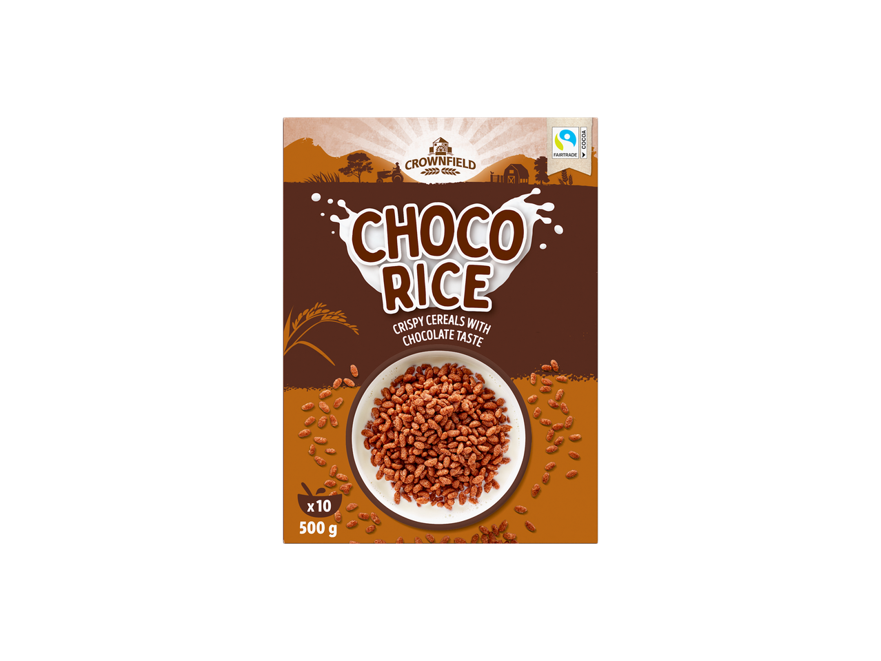 Crownfield Choco Rice: cereali croccanti al cioccolato.