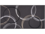 Livarno Tepih: tamnosivi tepih s apstraktnim krugovima u bijeloj, bež i crnoj boji.