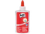 Прозрачно универсално лепило Pritt в бутилка с червена капачка, подходящо за различни материали и слайм.