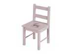 Light pink wooden child's chair with a deer illustration on the seat