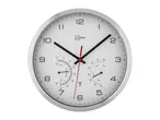 Round wall clock with built-in thermometer and hygrometer dials